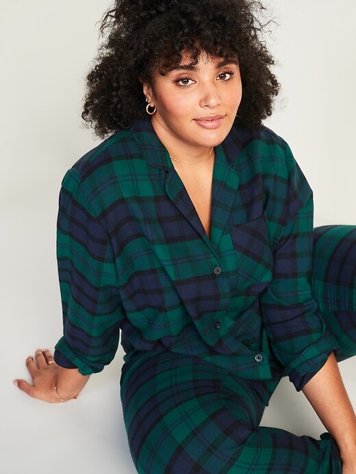 View large product image 1 of 2. Patterned Flannel Plus-Size Pajama Set