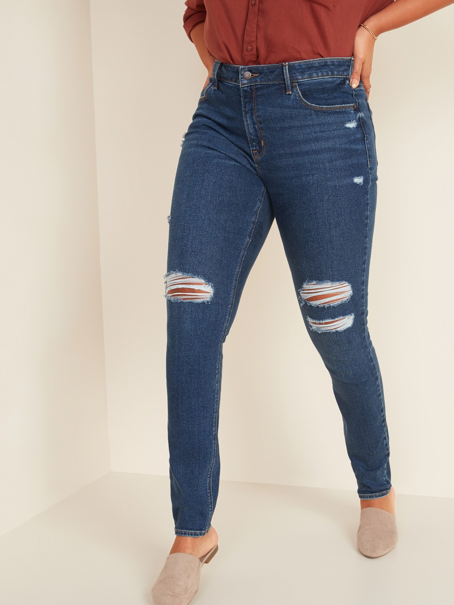 navy ripped jeans