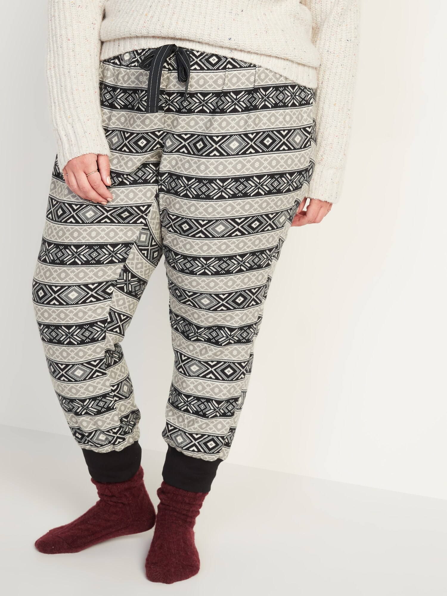 Patterned Flannel Jogger Plus-Size Pajama Pants