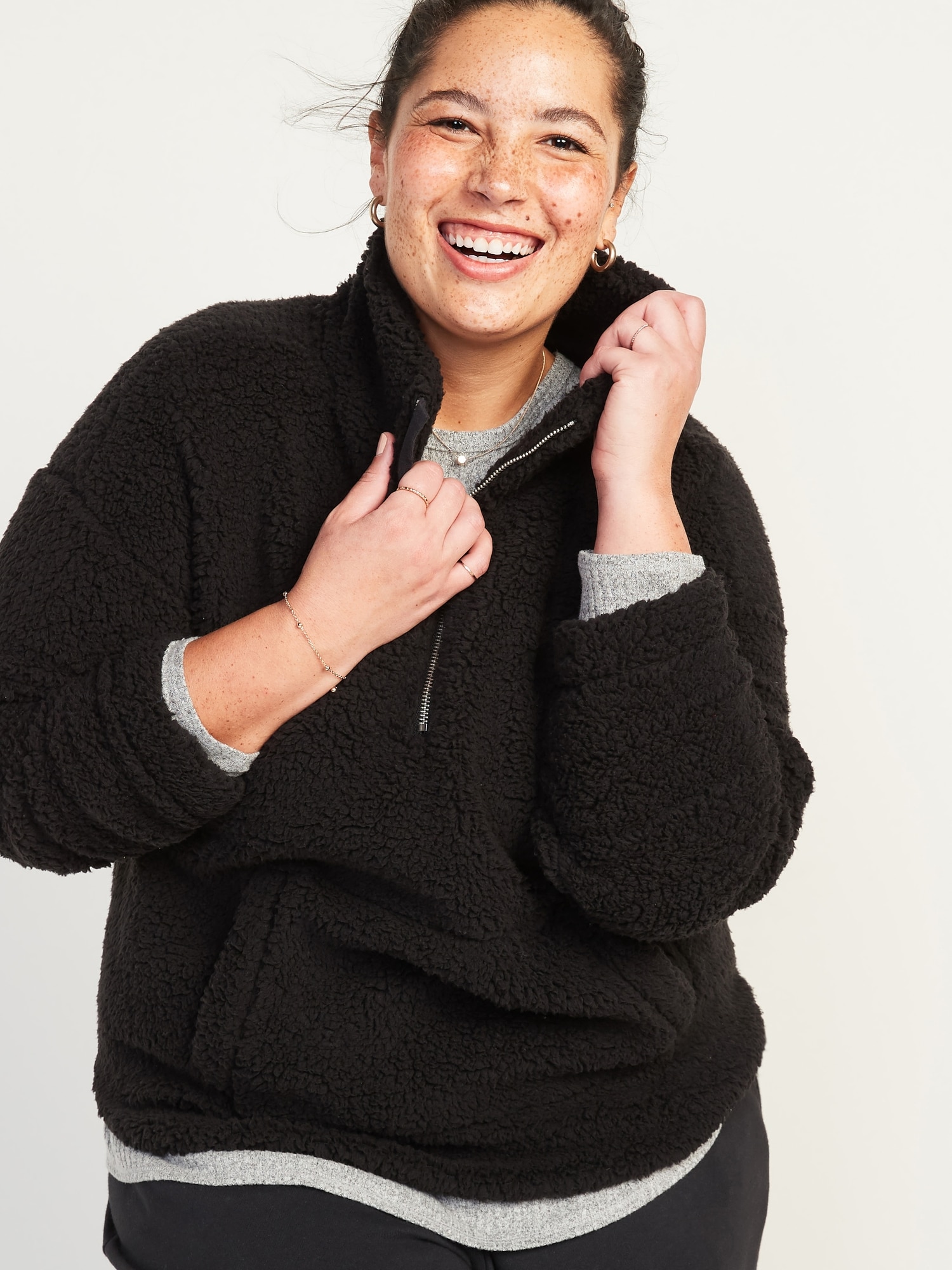 Plus size half zip on sale fleece