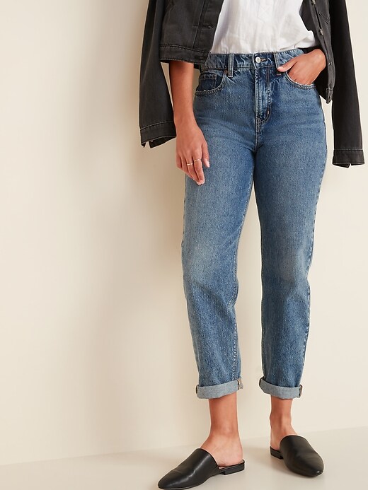 Image number 6 showing, Extra High-Waisted Sky-Hi Straight Rigid Jeans for Women