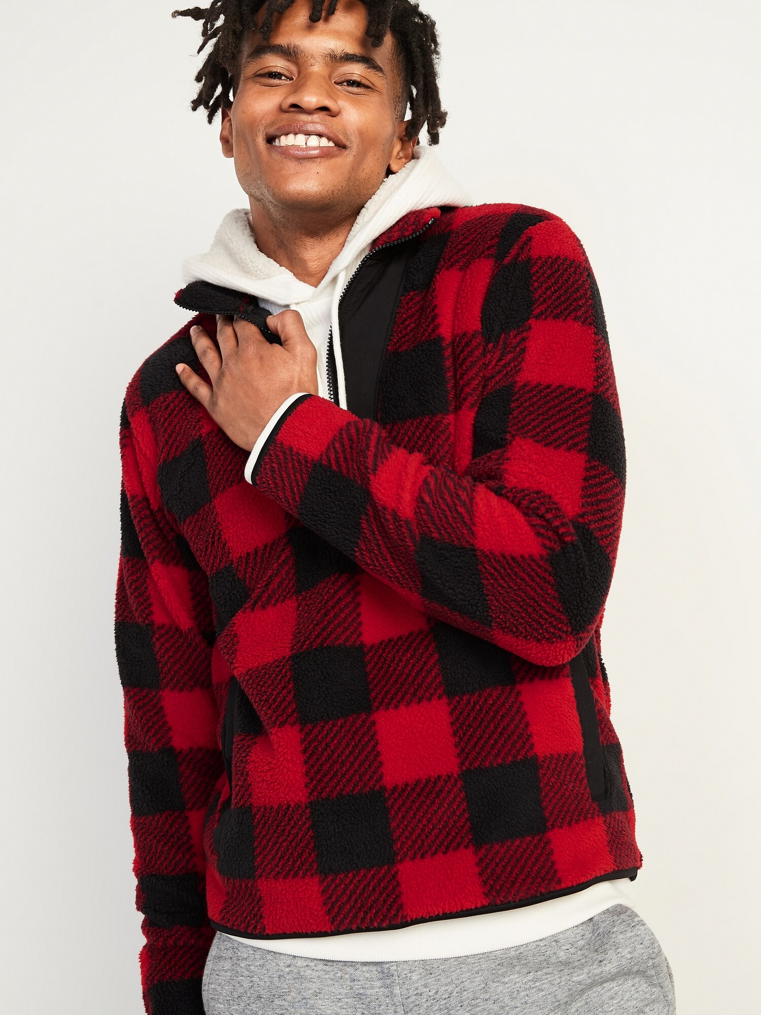 buffalo plaid half zip