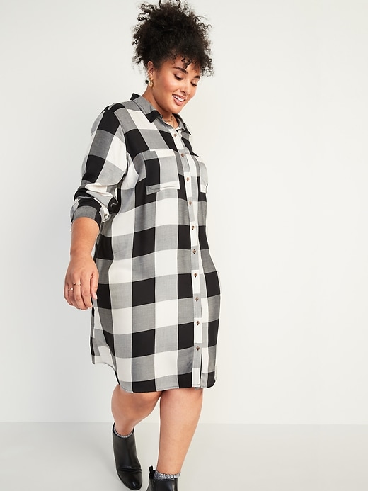 plus size flannel shirt dress