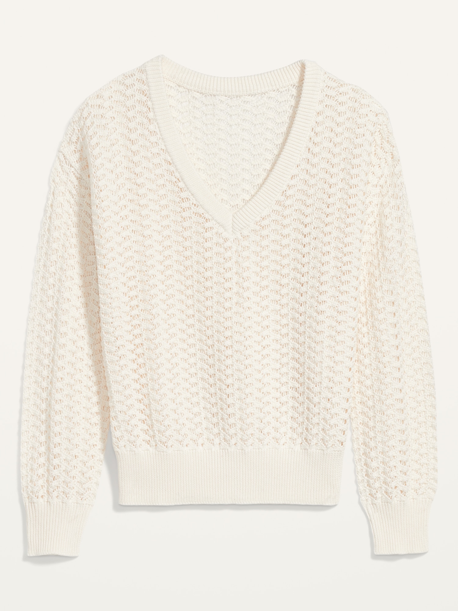 Pointelle-knit Sweater - Cream - Ladies