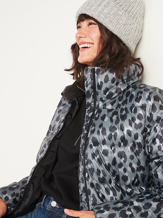 Image number 3 showing, Frost-Free Leopard-Print Zip Puffer Jacket for Women