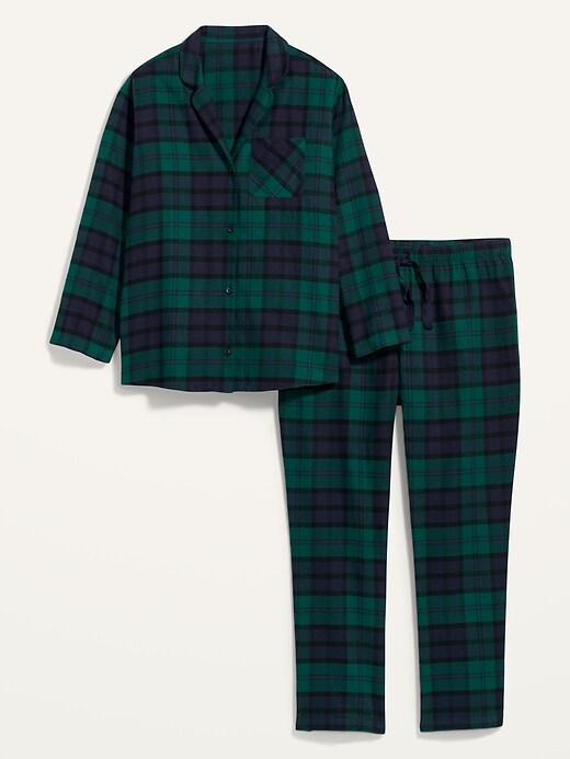 View large product image 2 of 2. Patterned Flannel Plus-Size Pajama Set