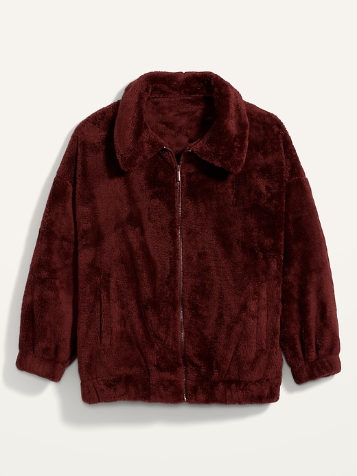 View large product image 2 of 2. Cozy Teddy Sherpa Zip Lounge Jacket