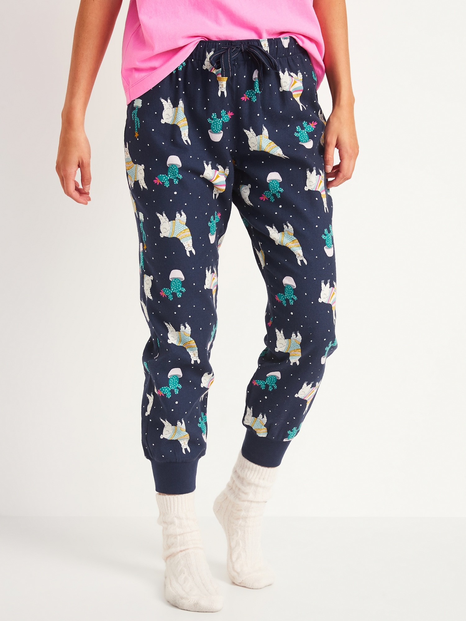 Patterned Flannel Jogger Pajama Pants for Women