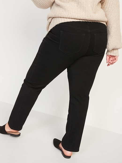 Image number 2 showing, Mid-Rise Power Slim Straight Plus-Size Black Jeans