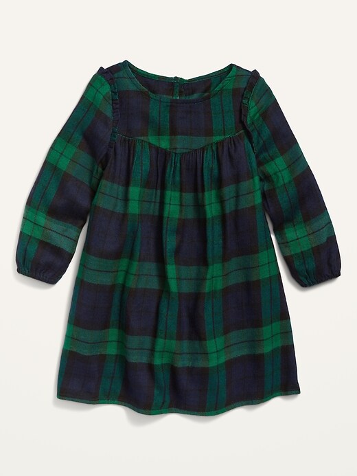 old navy green plaid dress Printed Flannel for Toddler Girls new end of season sale