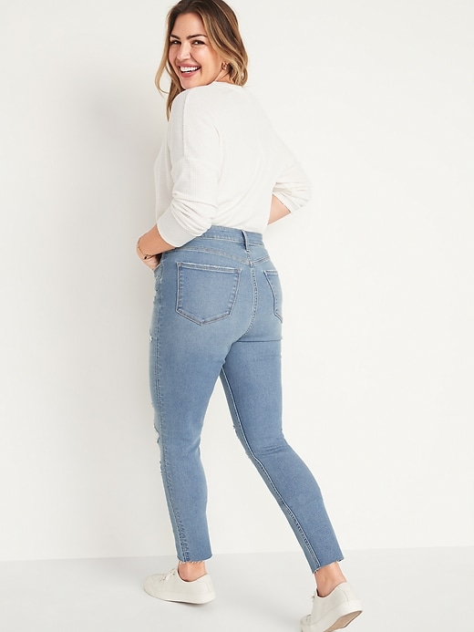 Image number 7 showing, Extra High-Waisted Rockstar 360° Stretch Super Skinny Ripped Cut-Off Jeans for Women