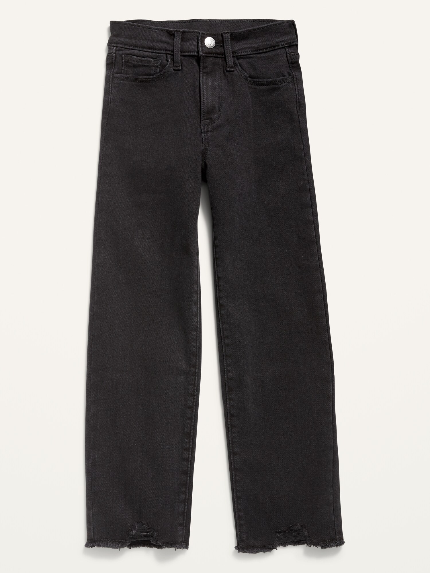 Ballerina 360° Stretch Frayed-Hem Straight Black Jeans for Girls | Old Navy