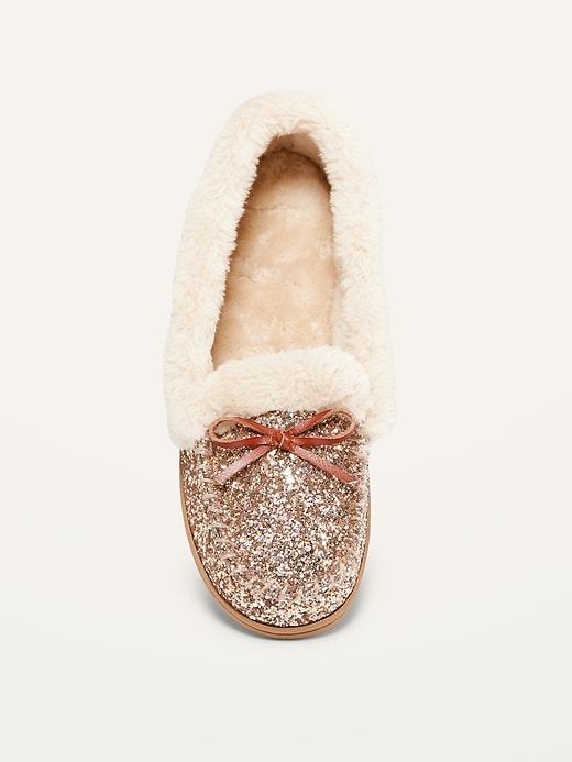 Image number 2 showing, Glitter Faux-Fur Lined Moccasin Slippers