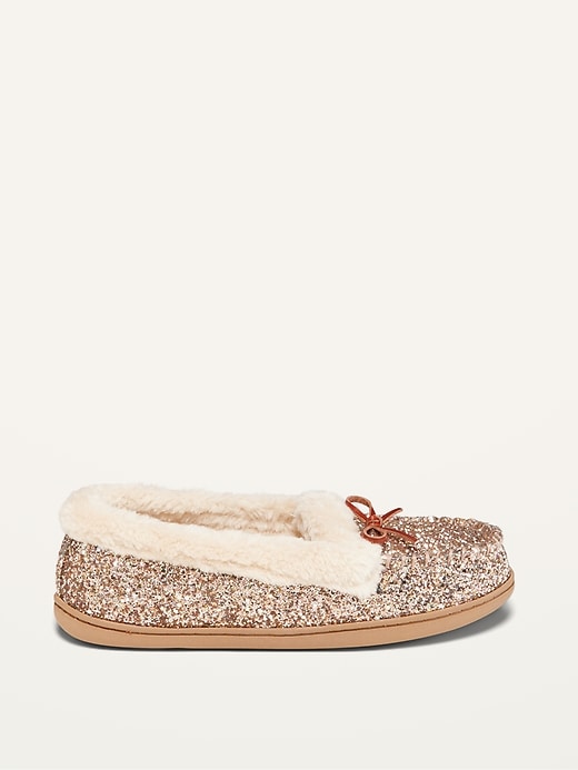 Image number 4 showing, Glitter Faux-Fur Lined Moccasin Slippers