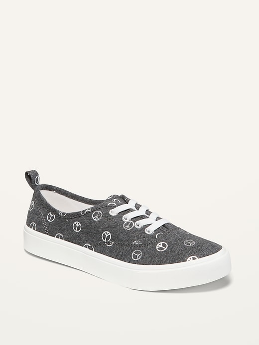 View large product image 1 of 1. Gender-Neutral Twill Lace-Up Sneakers for Kids