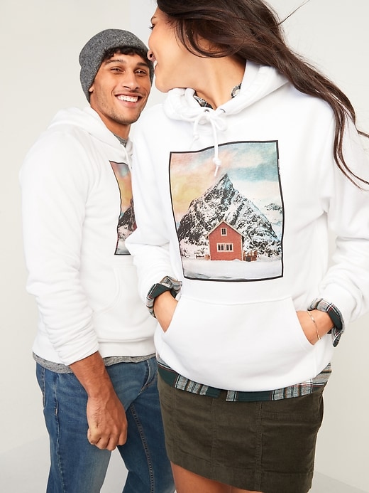 Image number 1 showing, Gender-Neutral Graphic Pullover Hoodie and Women