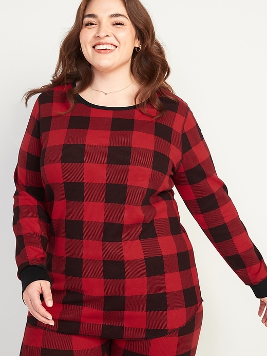Image number 1 showing, Patterned Thermal-Knit Plus-Size Long-Sleeve Tee