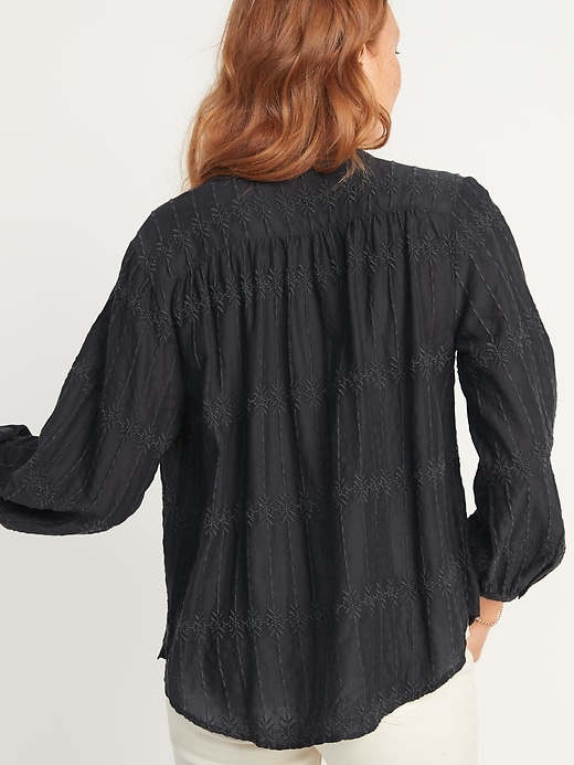 Image number 2 showing, Oversized Embroidered Button-Front Blouse for Women