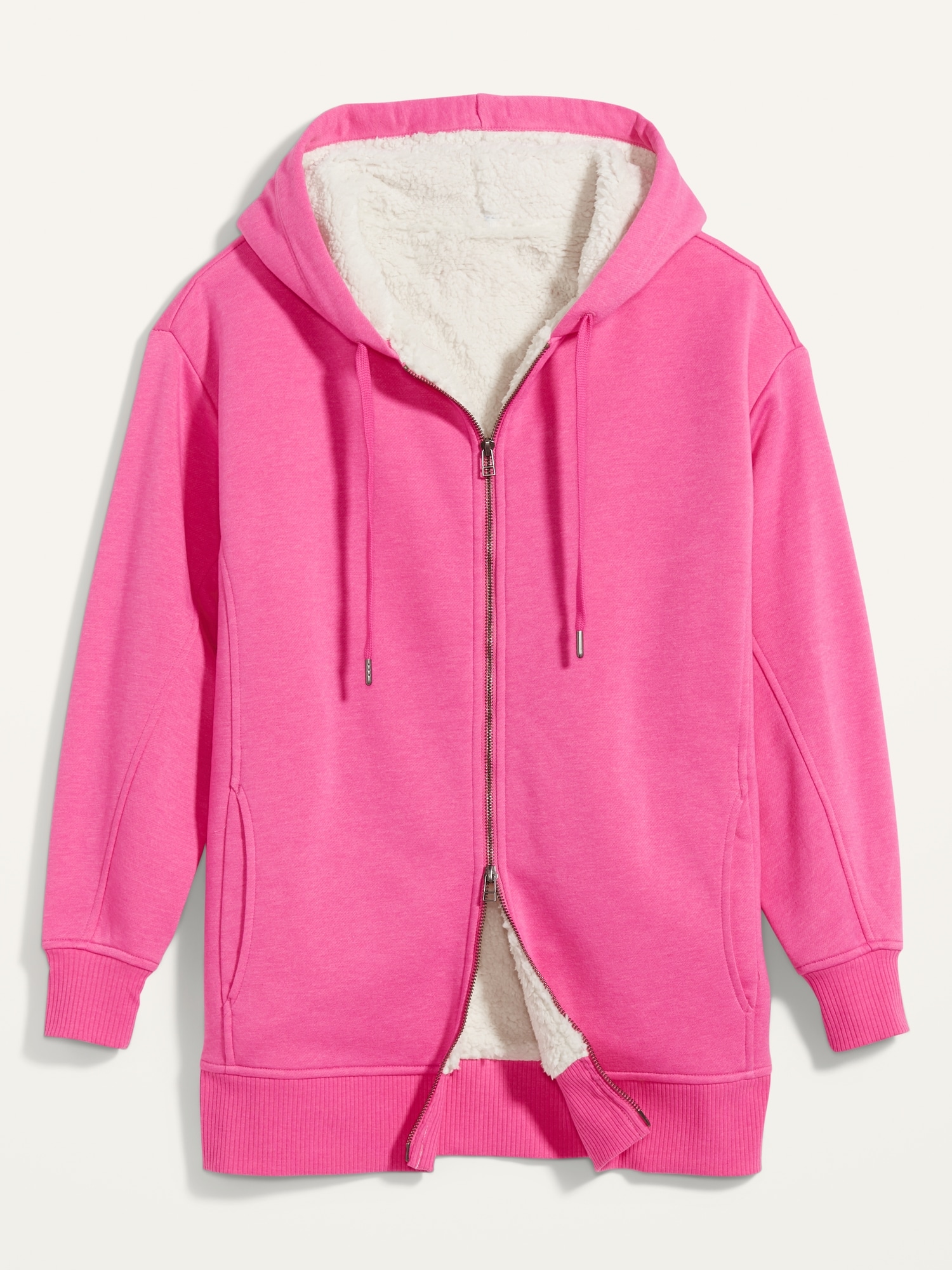 Cozy Oversized Sherpa-Lined Zip Hoodie for Women