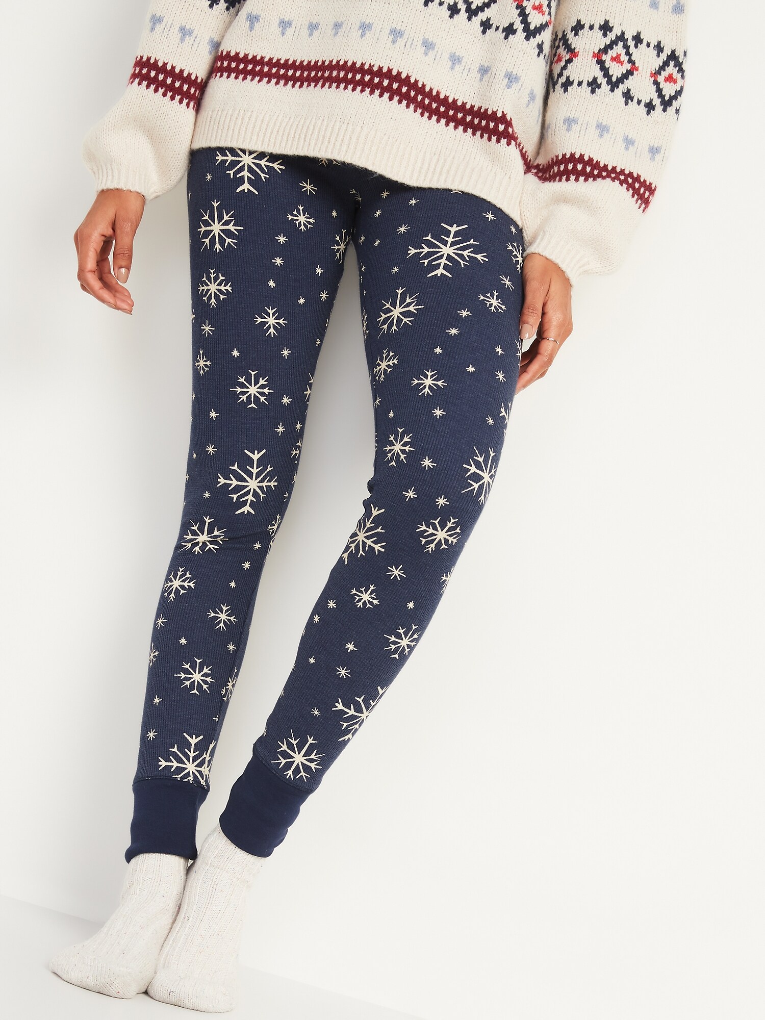 Matching Printed Thermal-Knit Pajama Leggings for Women, Old Navy