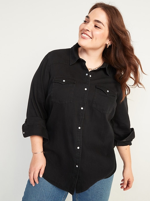 Western No-Peek Plus-Size Jean Shirt | Old Navy