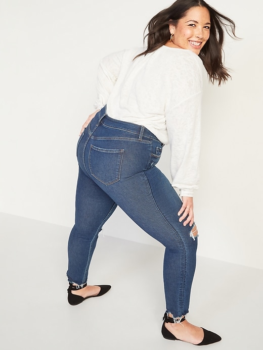 Image number 2 showing, Extra High-Waisted Secret-Slim Pockets Plus-Size Rockstar 360° Stretch Super Skinny Ripped Jeans