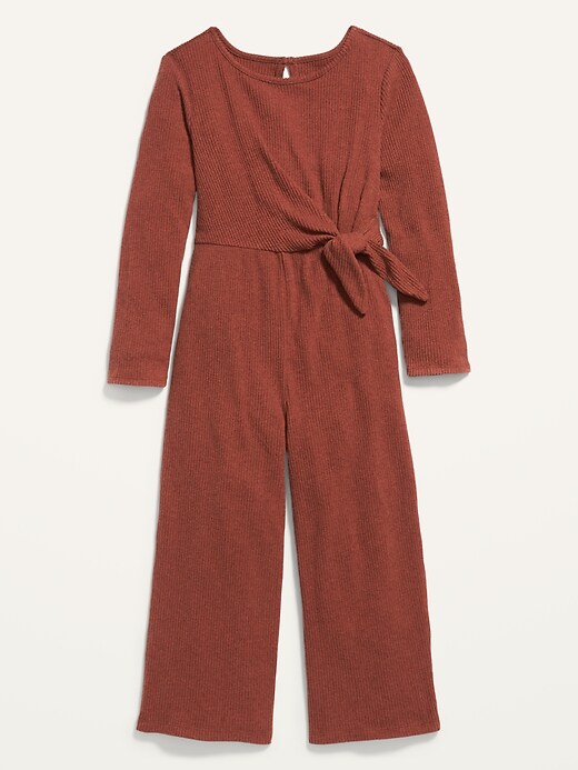 View large product image 2 of 2. Side-Tie Rib-Knit Jumpsuit for Girls