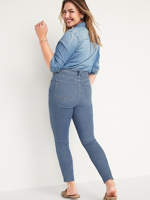 Image number 7 showing, Extra High-Waisted Button-Fly Rockstar 360° Stretch Super Skinny Cut-Off Ankle Jeans for Women