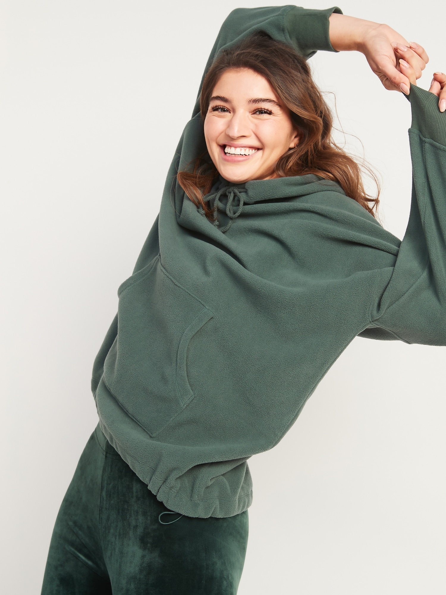 Boxy Oversized Bungee Hem Funnel Hoodie