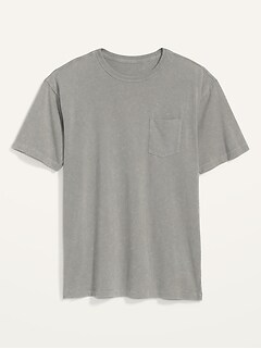 T-shirt unisexe rétro teint avec une teinture minérale à poche pour Adulte