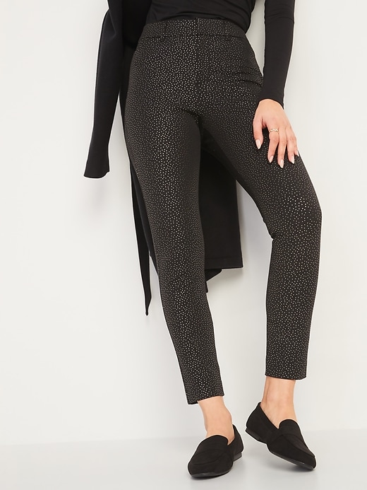 Image number 1 showing, High-Waisted Pixie Foil-Dot Ankle Pants for Women