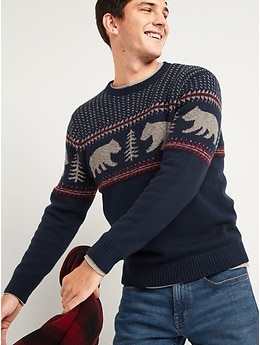 Cozy Argyle Crew-Neck Sweater for Men