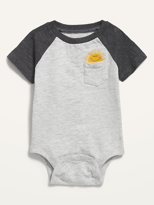 View large product image 1 of 1. Unisex Graphic Raglan-Sleeve Bodysuit For Baby