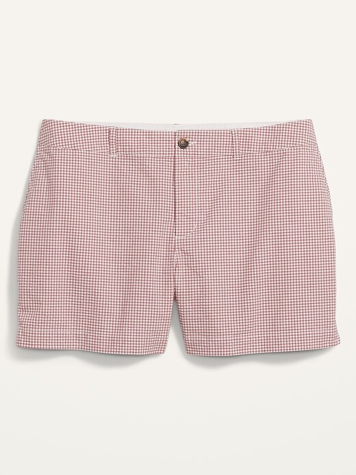 View large product image 1 of 1. High-Waisted Gingham Seersucker Plus-Size Everyday Shorts -- 5-inch inseam