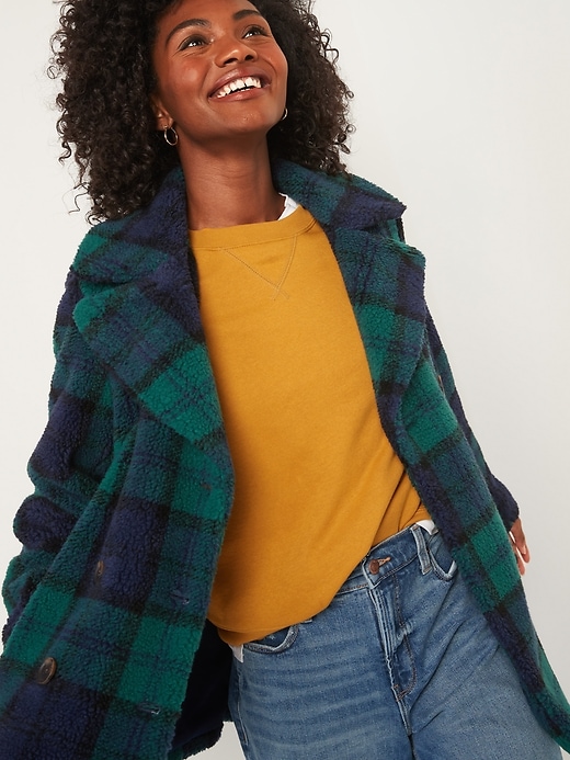 Green deals plaid peacoat