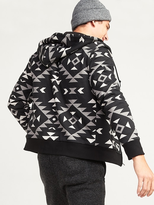 Image number 2 showing, Cozy Sherpa-Lined Patterned Zip Hoodie