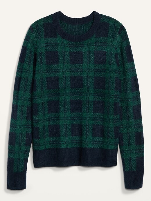 View large product image 2 of 2. Cozy Plaid Crew-Neck Sweater for Women
