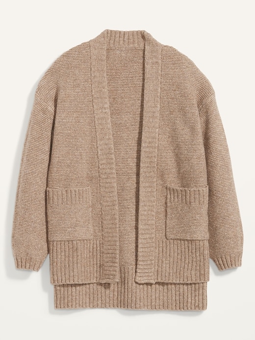 Image number 4 showing, Textured Garter-Stitch Open-Front Cardigan Coat for Women