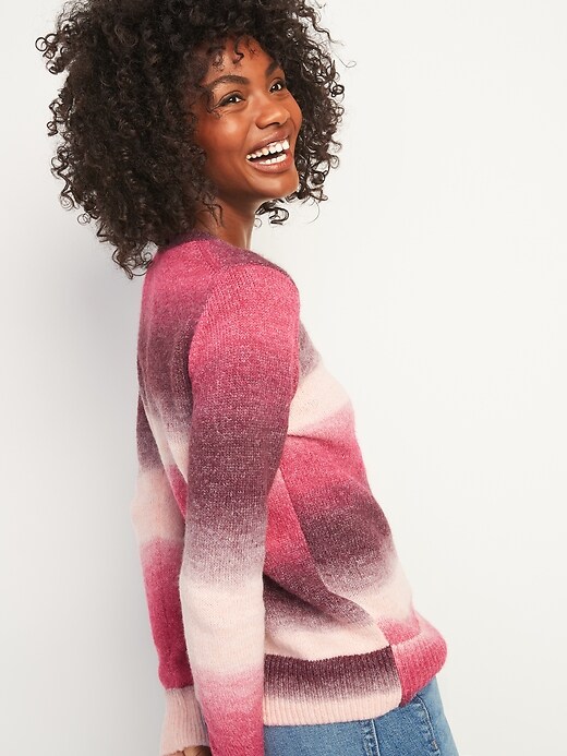 Image number 2 showing, Cozy Ombré-Stripe Crew-Neck Sweater for Women