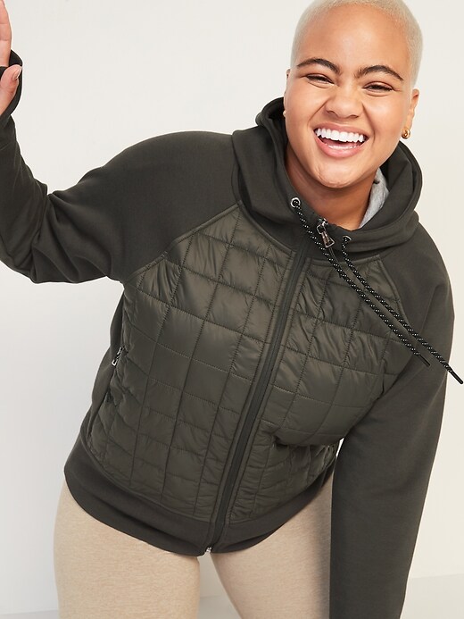 Image number 5 showing, Dynamic Fleece Quilted Hybrid Zip Hooded Jacket
