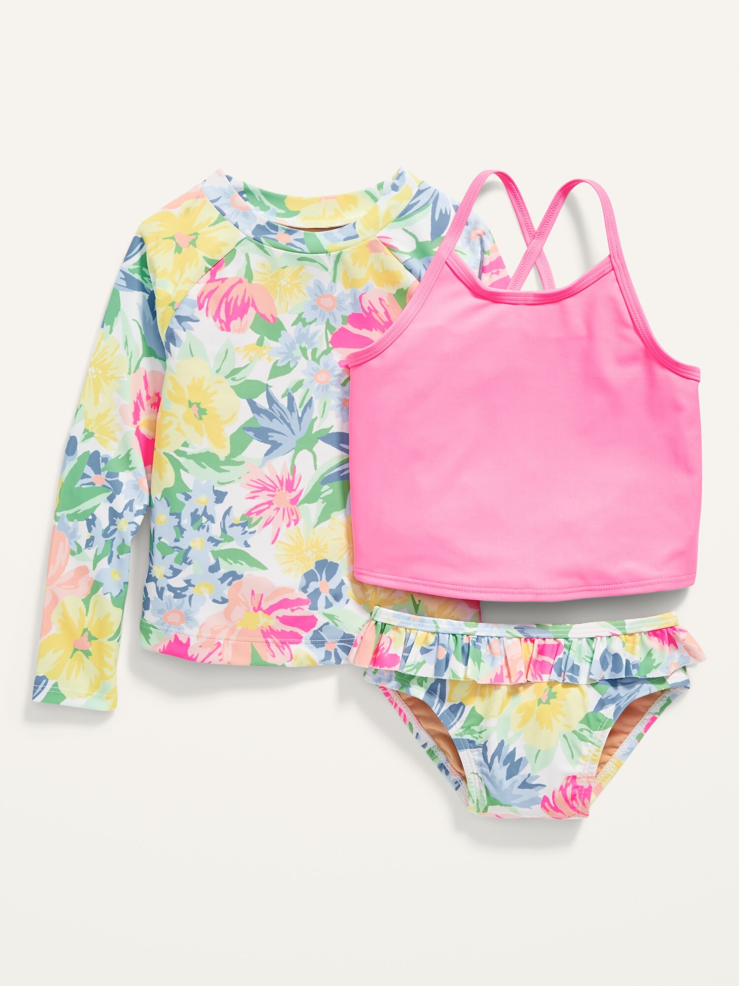 Girls 3 piece swim set deals