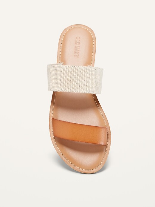 Image number 2 showing, Faux-Leather/Textile Double-Strap Sandals