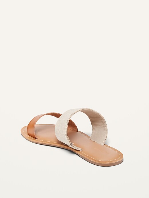 Image number 3 showing, Faux-Leather/Textile Double-Strap Sandals