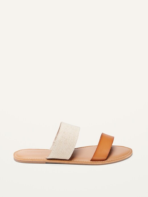 Image number 4 showing, Faux-Leather/Textile Double-Strap Sandals