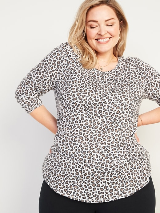Image number 1 showing, Cozy Plus-Knit Patterned Plus-Size Long-Sleeve Tee