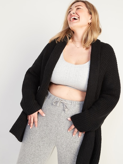 View large product image 1 of 3. Slouchy Open-Front Plus-Size Sweater