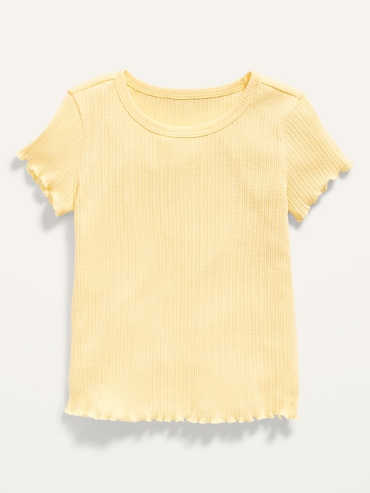 Old Navy - Short-Sleeve Rib-Knit Lettuce-Edged Tee for Toddler Girls