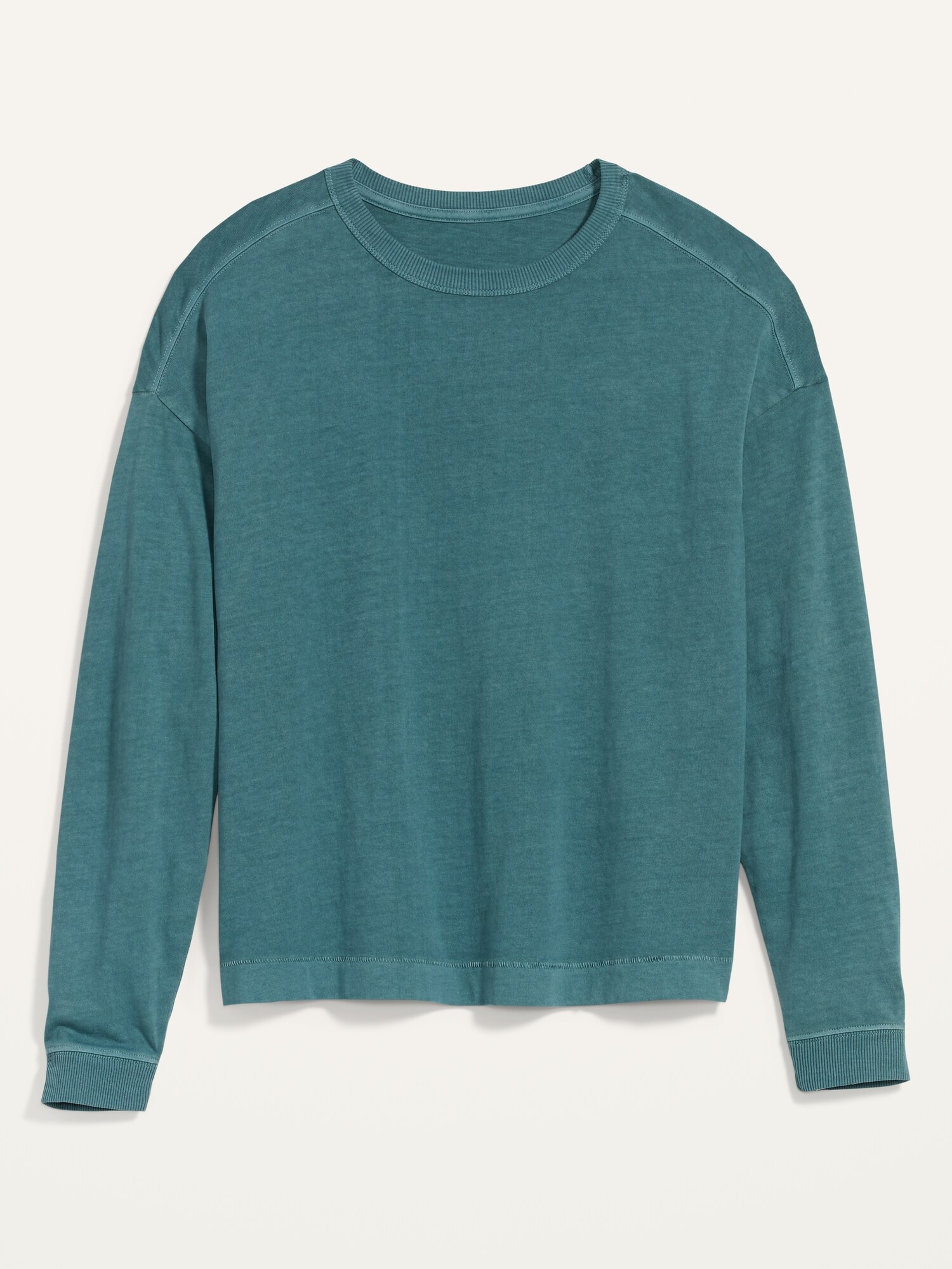 Loose Garment-Dyed Long-Sleeve Easy Tee for Women