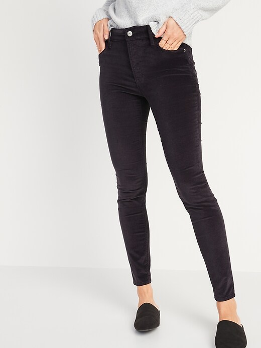 Image number 1 showing, High-Waisted Rockstar Super Skinny Velvet Jeans