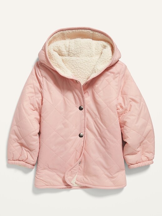 Reversible Quilted/Sherpa Hooded Liner Jacket for Toddler Girls Old Navy